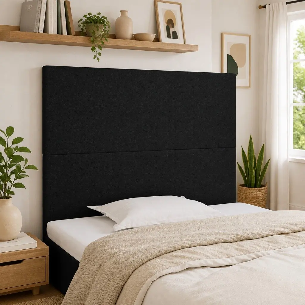 Black Fabric Headboard with Stability