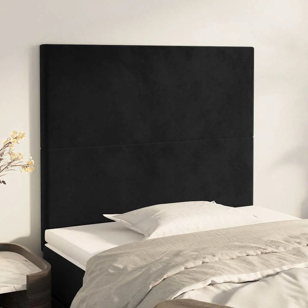Black Velvet Headboard Adjustable Height Bed Back Support 100x118cm