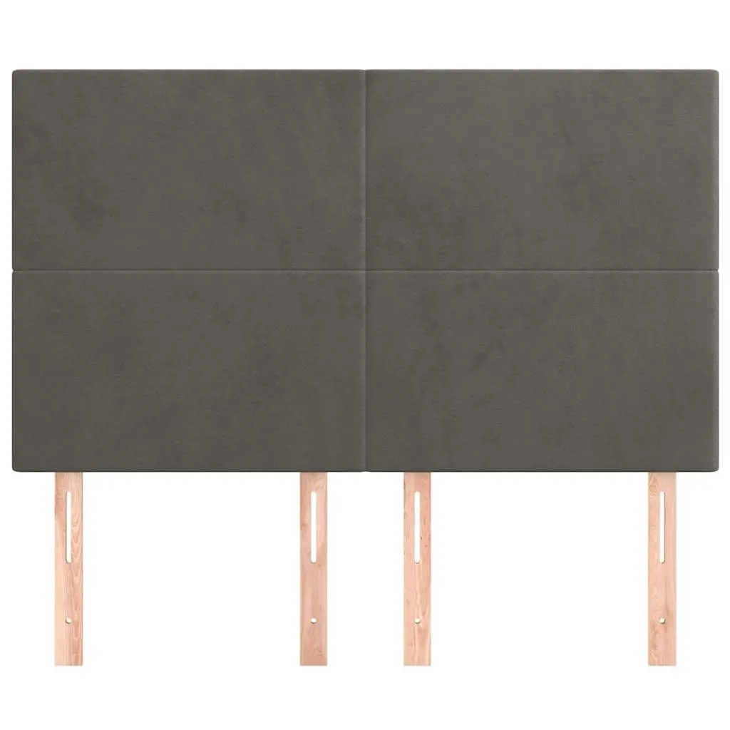 Grey Velvet Headboard 144cm Wide Adjustable Height Bedroom Furniture Wooden Legs