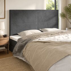 Comfortable Grey Velvet Headboard 160cm with Adjustable Height