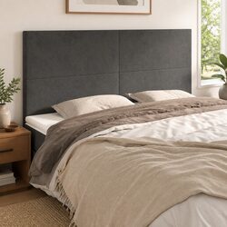 Reliable Dark Grey Velvet Headboard with Luxurious Feel