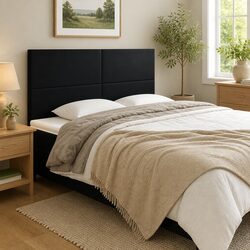 Black Faux Leather Headboard with Durable Wood Support