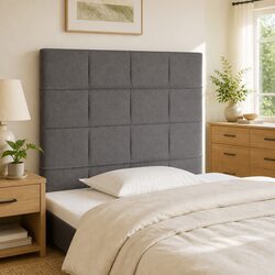 Comfortable Dark Grey Fabric Headboard for Your Bed