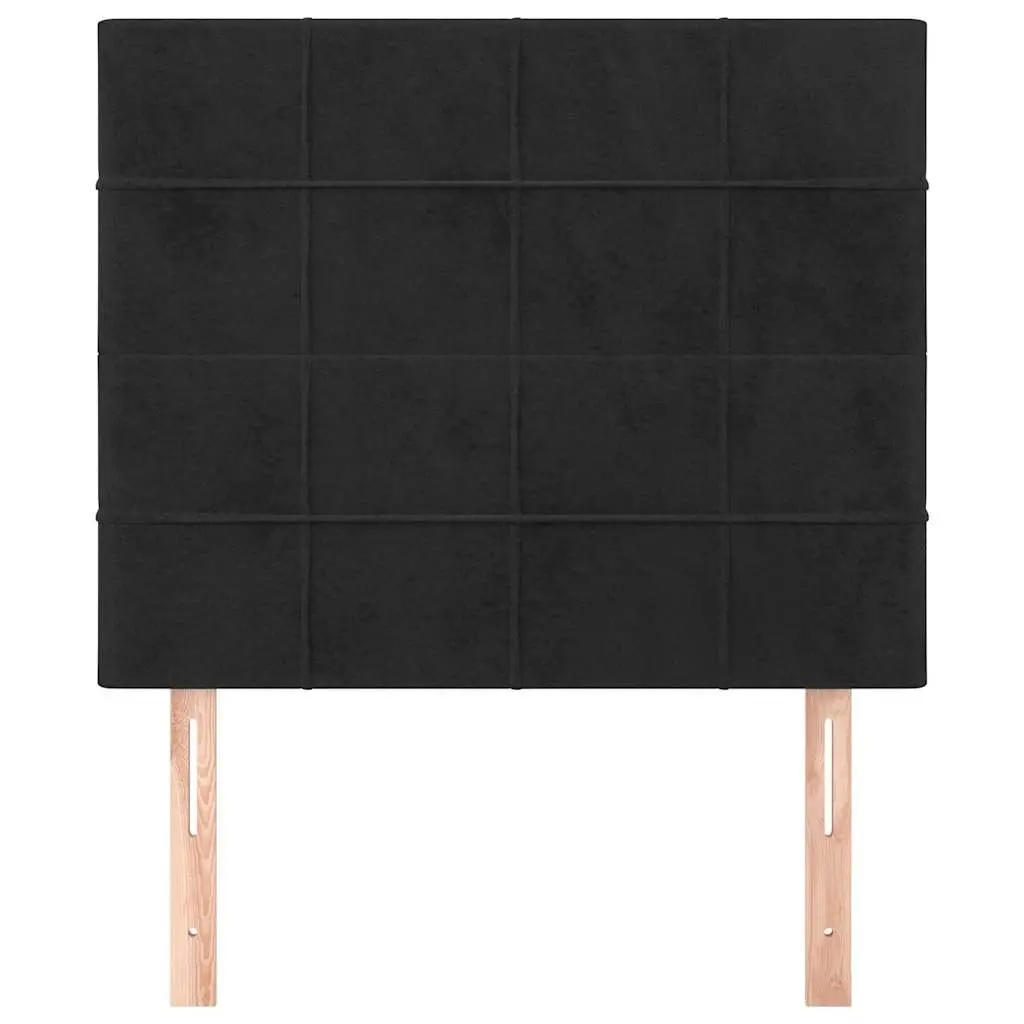 Velvet Headboard Black Adjustable Height Bedroom Bed Back Support Wooden Legs