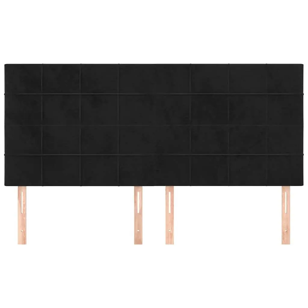 Black Velvet Headboard Upholstered Bed Support 160cm Adjustable Bedroom Furniture