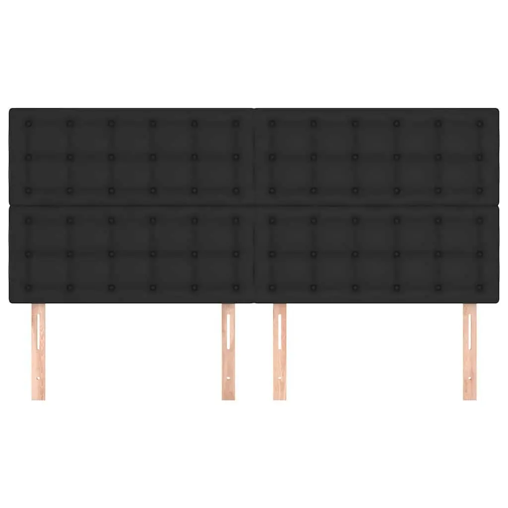 Faux Leather Headboard Black Adjustable Height 160cm with Wooden Legs