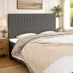 Headboard Dark Grey 200x5x118/128 cm Fabric Bedroom Bed Head with Wooden Legs
