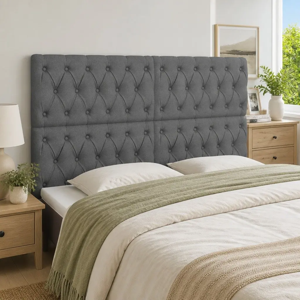 Headboard Dark Grey Fabric Bedroom Bed Back Support 160x7x118128 cm