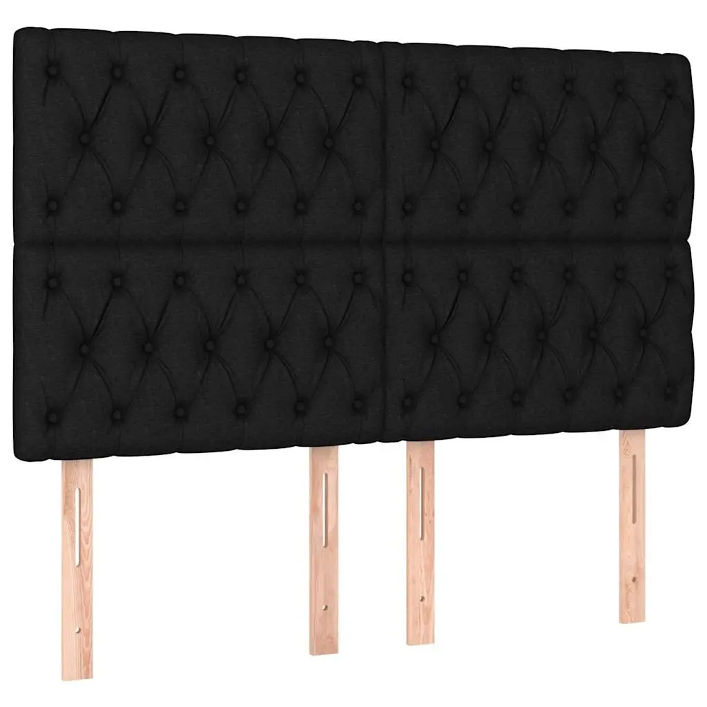 Black Fabric Headboard 160cm Adjustable Height Wooden Legs Bedroom Furniture