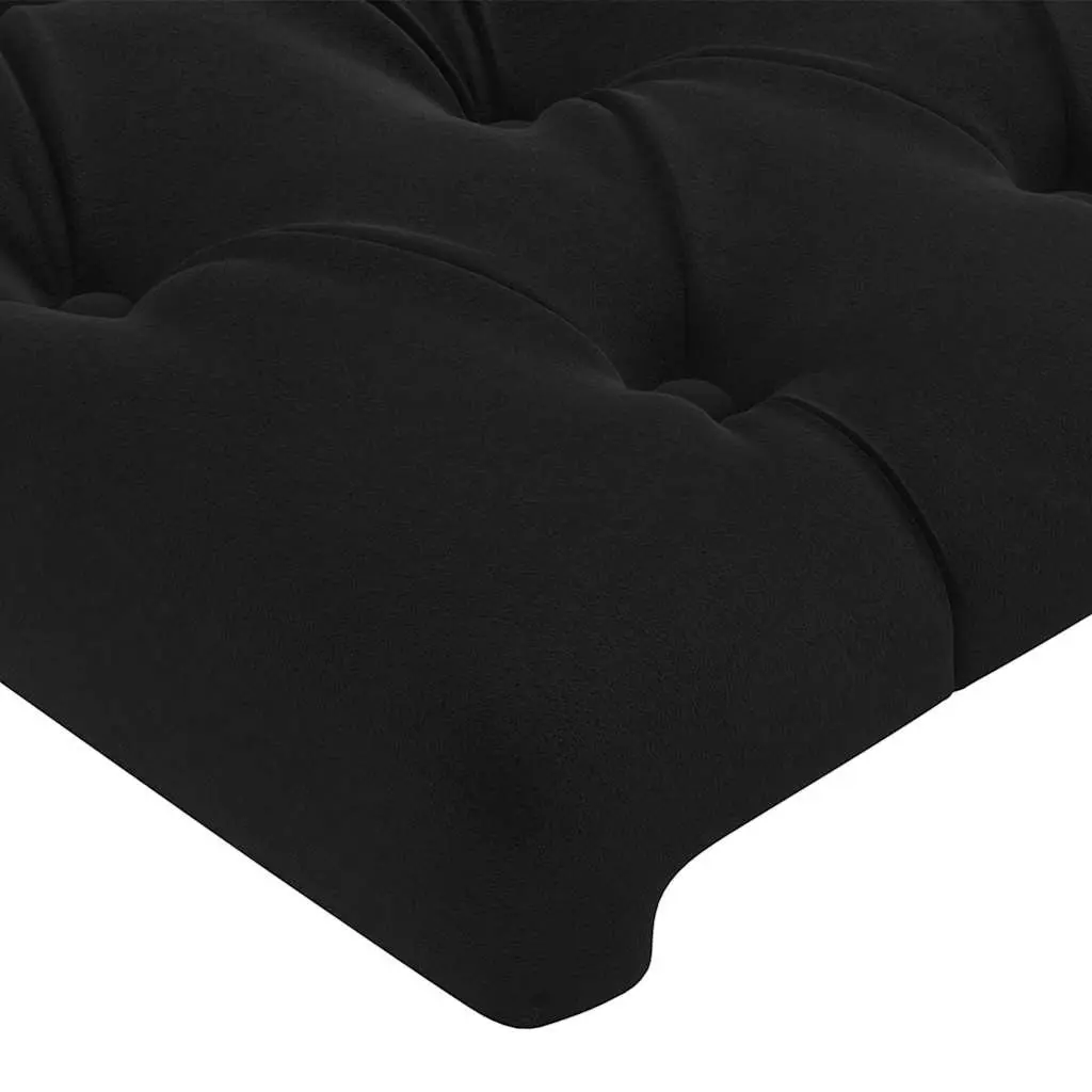 Velvet Headboard Adjustable Height Bedroom Backrest Wooden Legs Black 144 x 7 x 118/128 cm