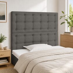Headboard Dark Grey 100x5x118/128 cm Fabric Bedroom Bed Head Support Back Rest