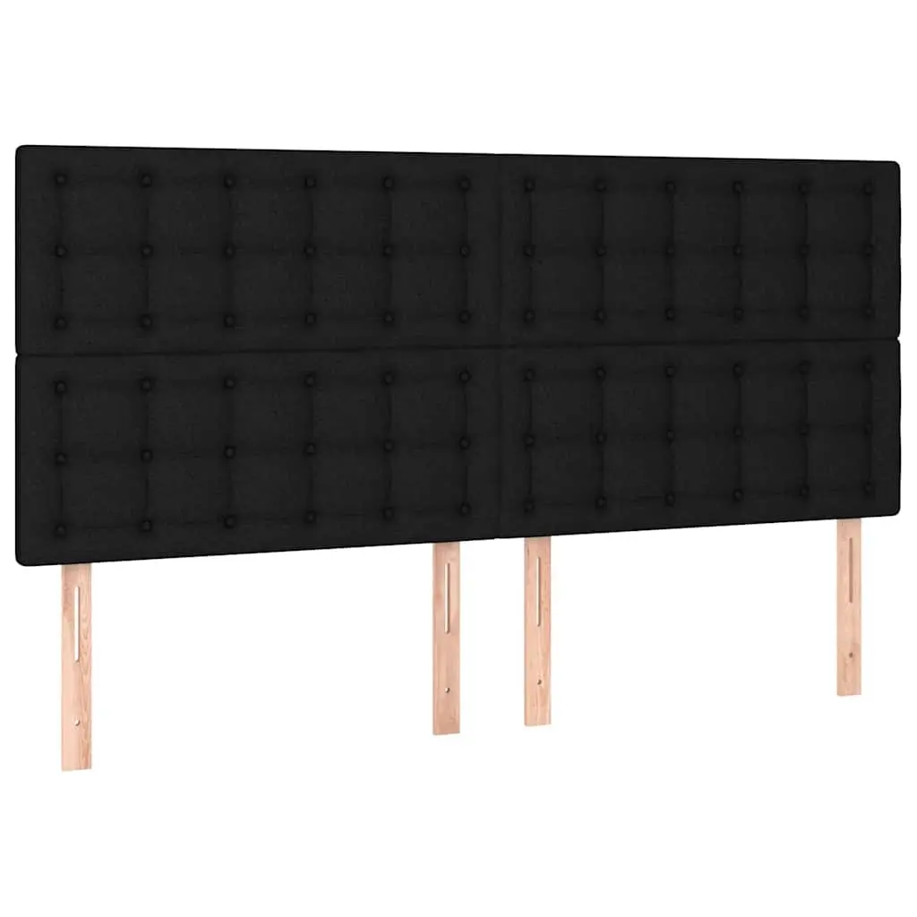Black Fabric Headboard with Wooden Legs Adjustable Height Bedroom Furniture