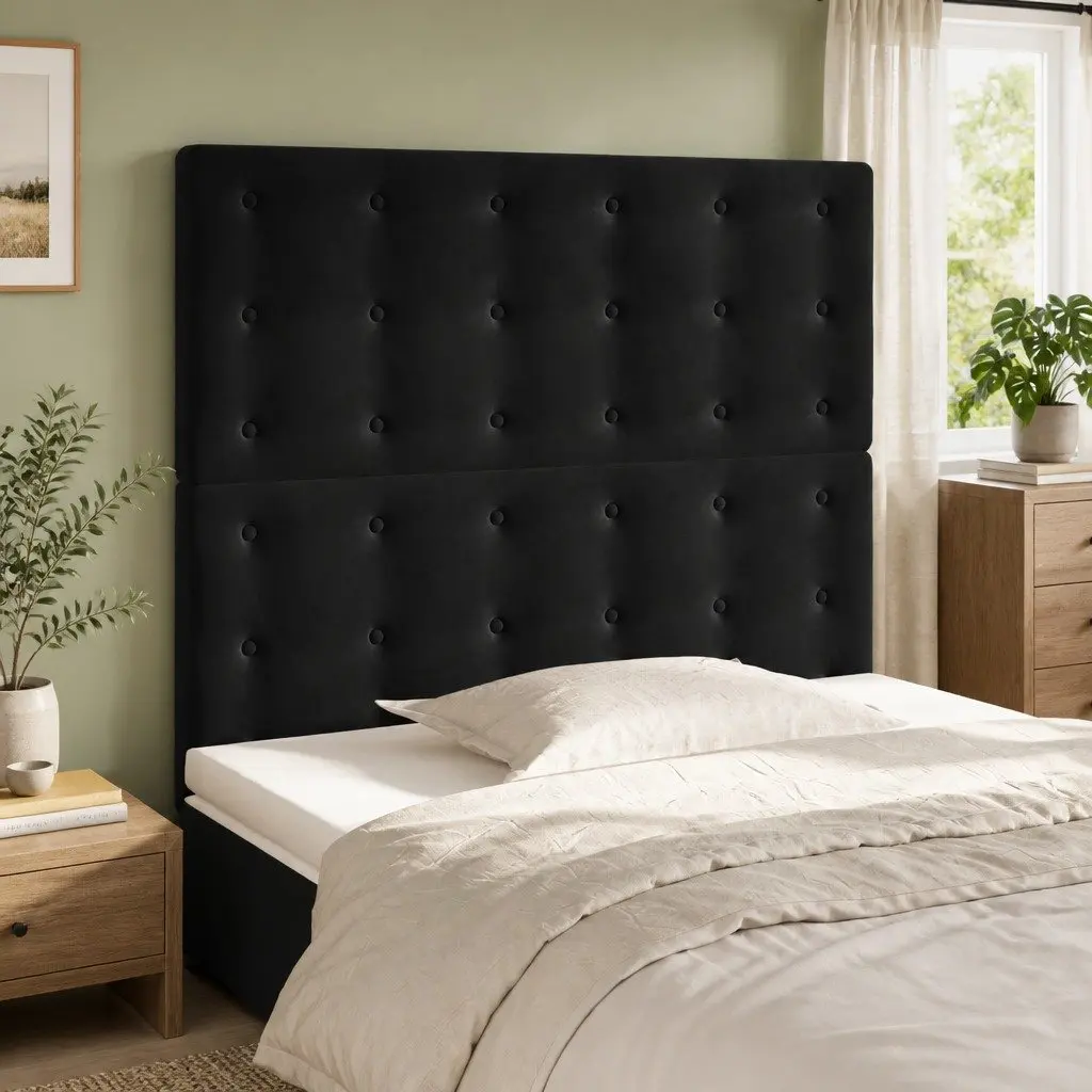 Black Velvet Headboard Adjustable Height 100cm Width Bedroom Bed