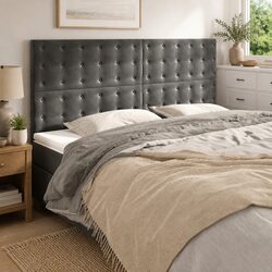 Comfortable Dark Grey Velvet Headboard 160cm
