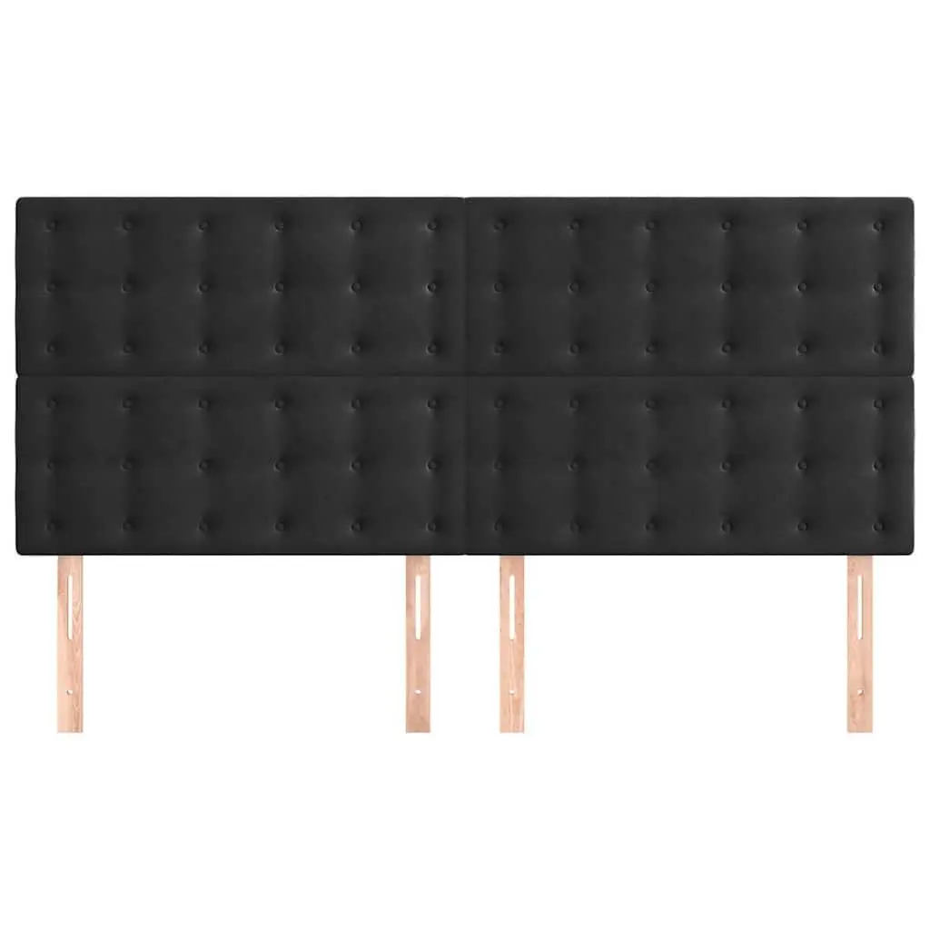Velvet Headboard Black Adjustable Height 160cm Bed Back Support Wooden Legs