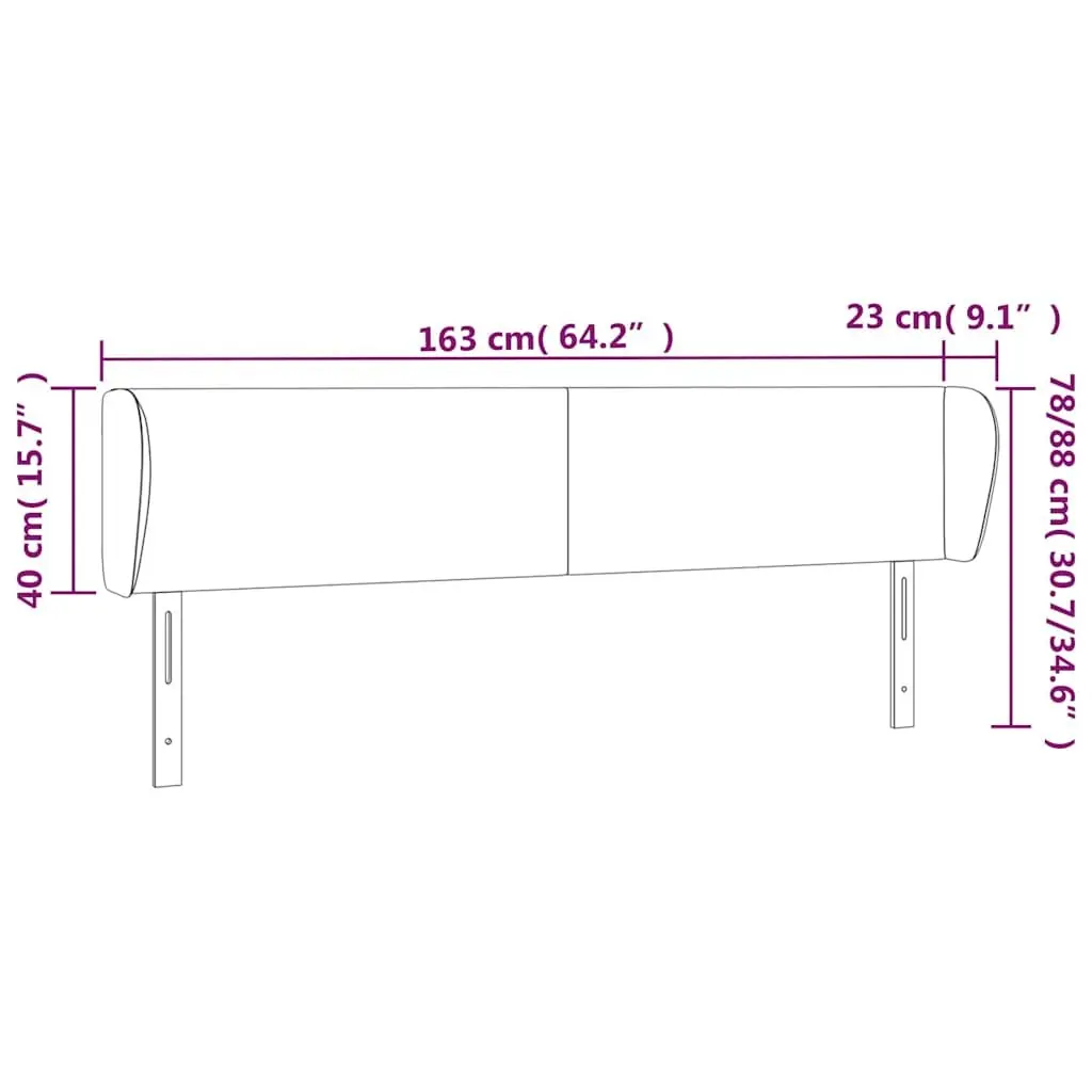 Headboard with Ears Adjustable Height 163cm Grey Fabric Bed Head Rest Support