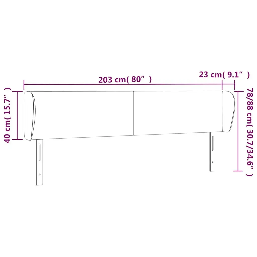 203cm Grey Headboard with Ears