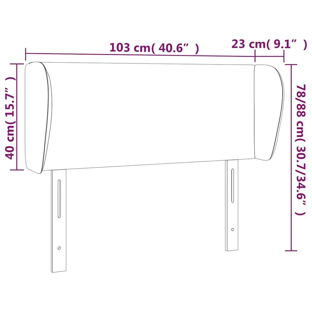 Faux Leather Headboard with Ears Back Support 103cm Black