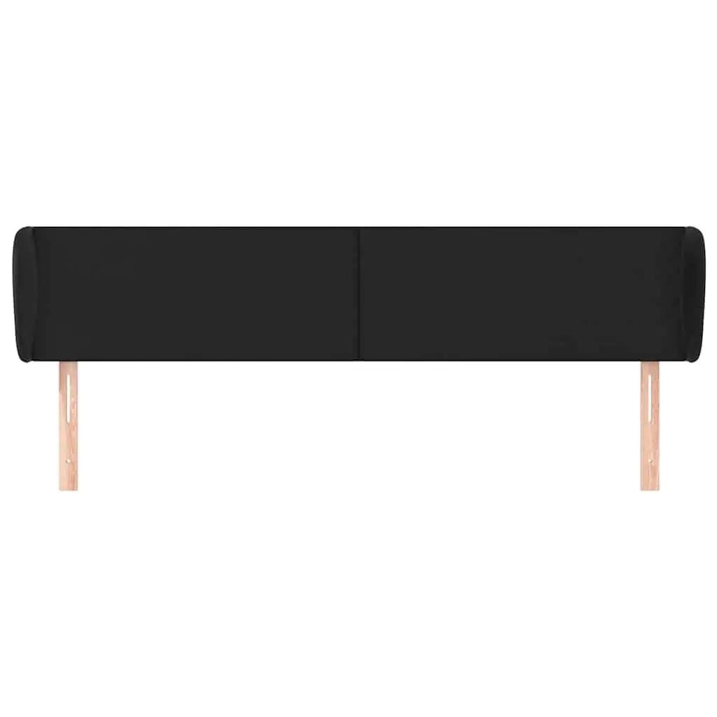 Headboard with Ears Black 203cm Faux Leather Bed Head Support Bedroom Furniture