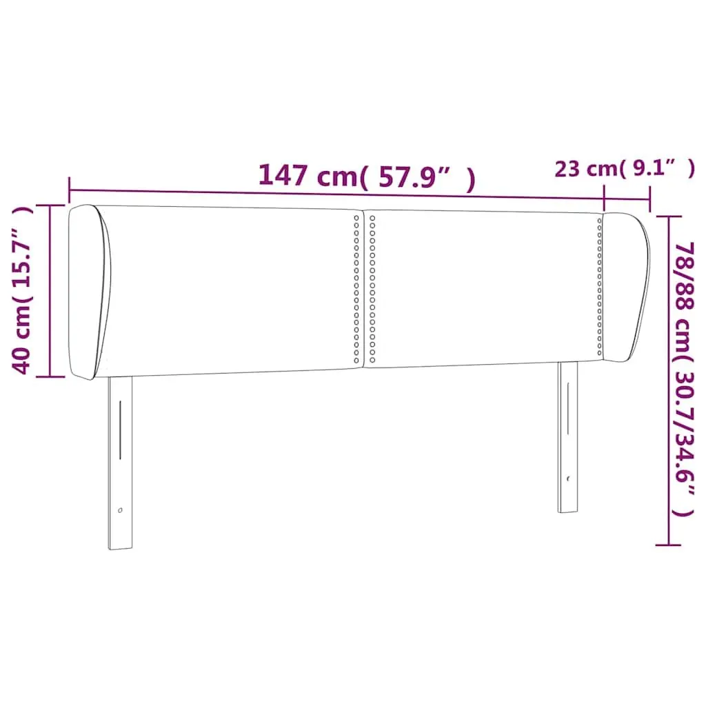 Dark Grey Fabric Headboard with Ears 147cm Adjustable Height Bed Head Support