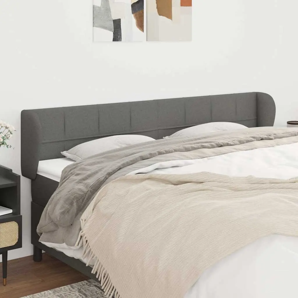 Headboard with Ears Grey 203 cm Fabric Bed Head Support Bedroom Furniture