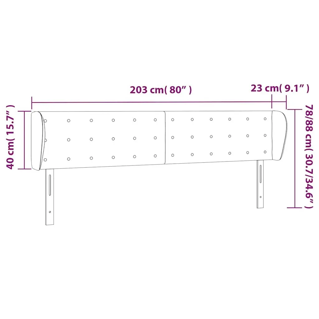 Headboard Black Faux Leather 203 cm Bed Bedroom Furniture