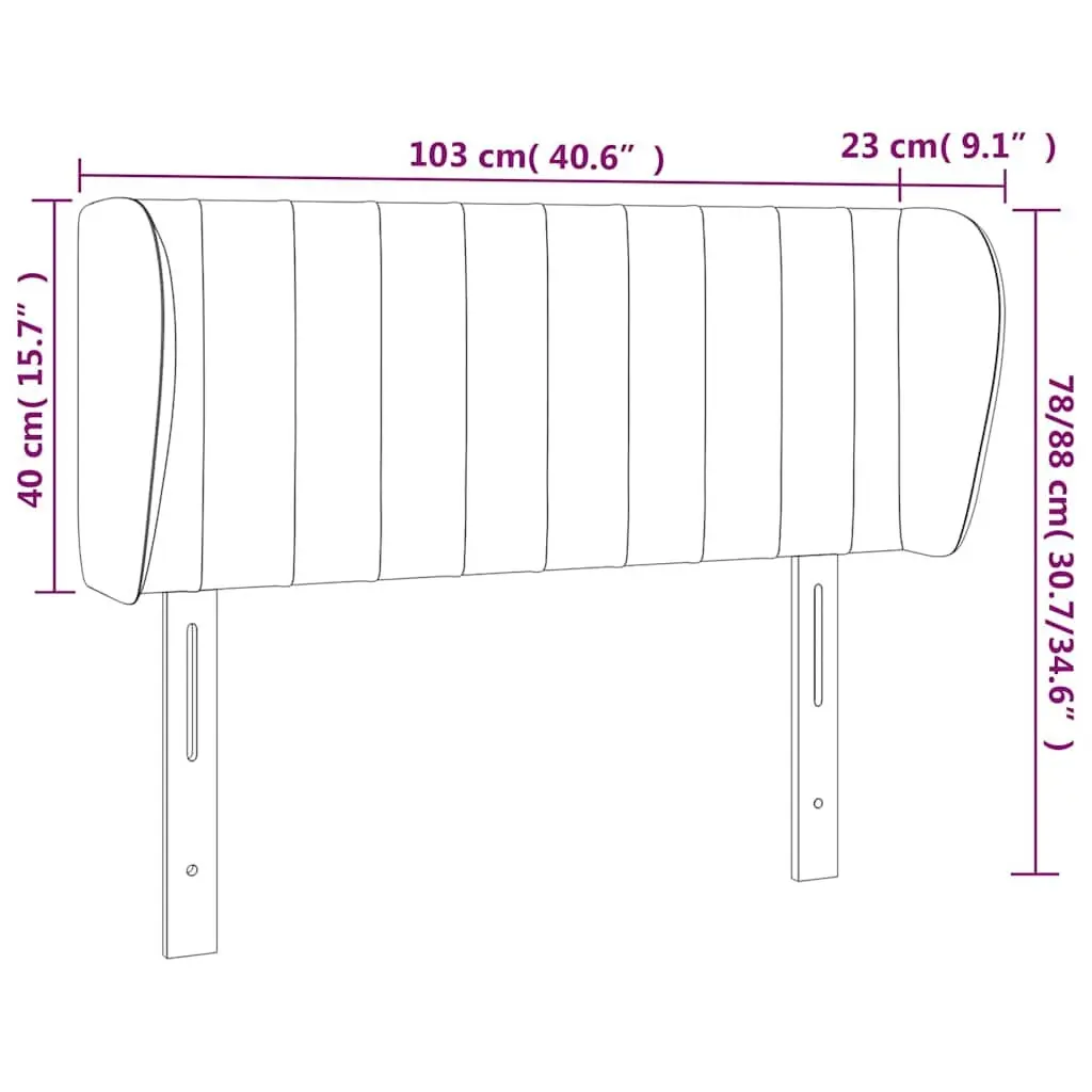 Headboard with Ears Grey 103cm Fabric Bed Head Bedroom Furniture Adjustable