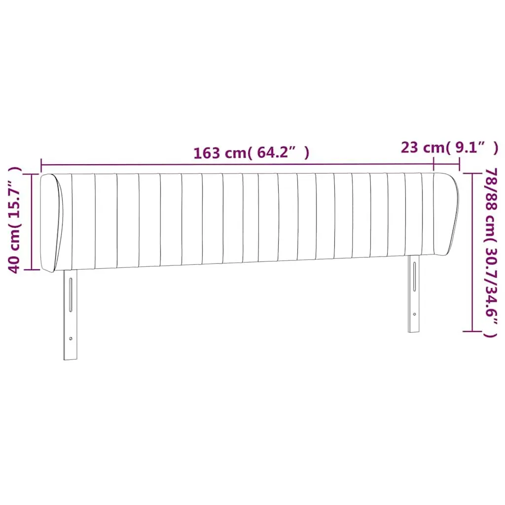 Headboard with Ears Grey 163cm Fabric Bedroom Furniture Adjustable Height