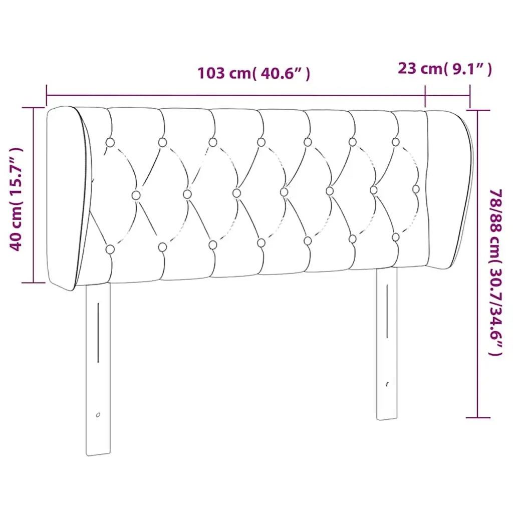 Headboard with Ears Grey 103cm Fabric Bedroom Bed Head Support Adjustable Height