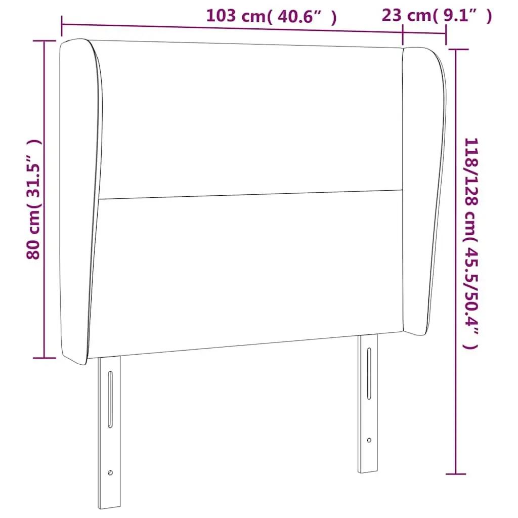Headboard with Ears Bedroom Support Backrest 103cm Grey Fabric