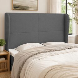 Headboard with Ears Grey 147 cm Bedroom Furniture Fabric Head Board Support