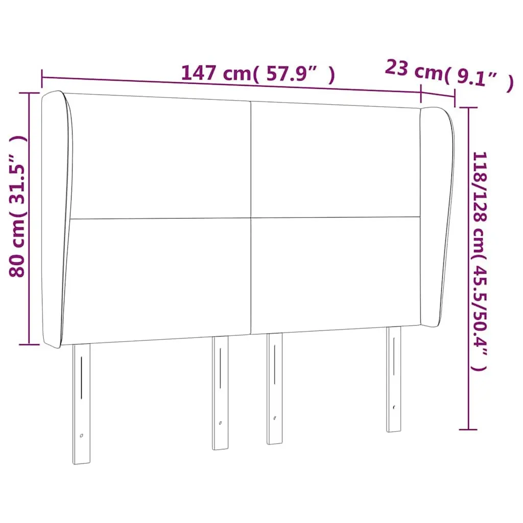 Headboard with Ears Grey 147 cm Bedroom Furniture Fabric Head Board Support