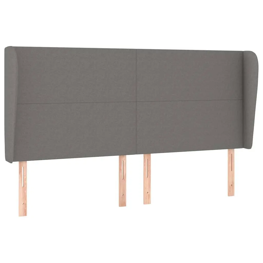 Headboard with Ears Dark Grey 203cm Fabric Bed Head Support Bedroom Furniture