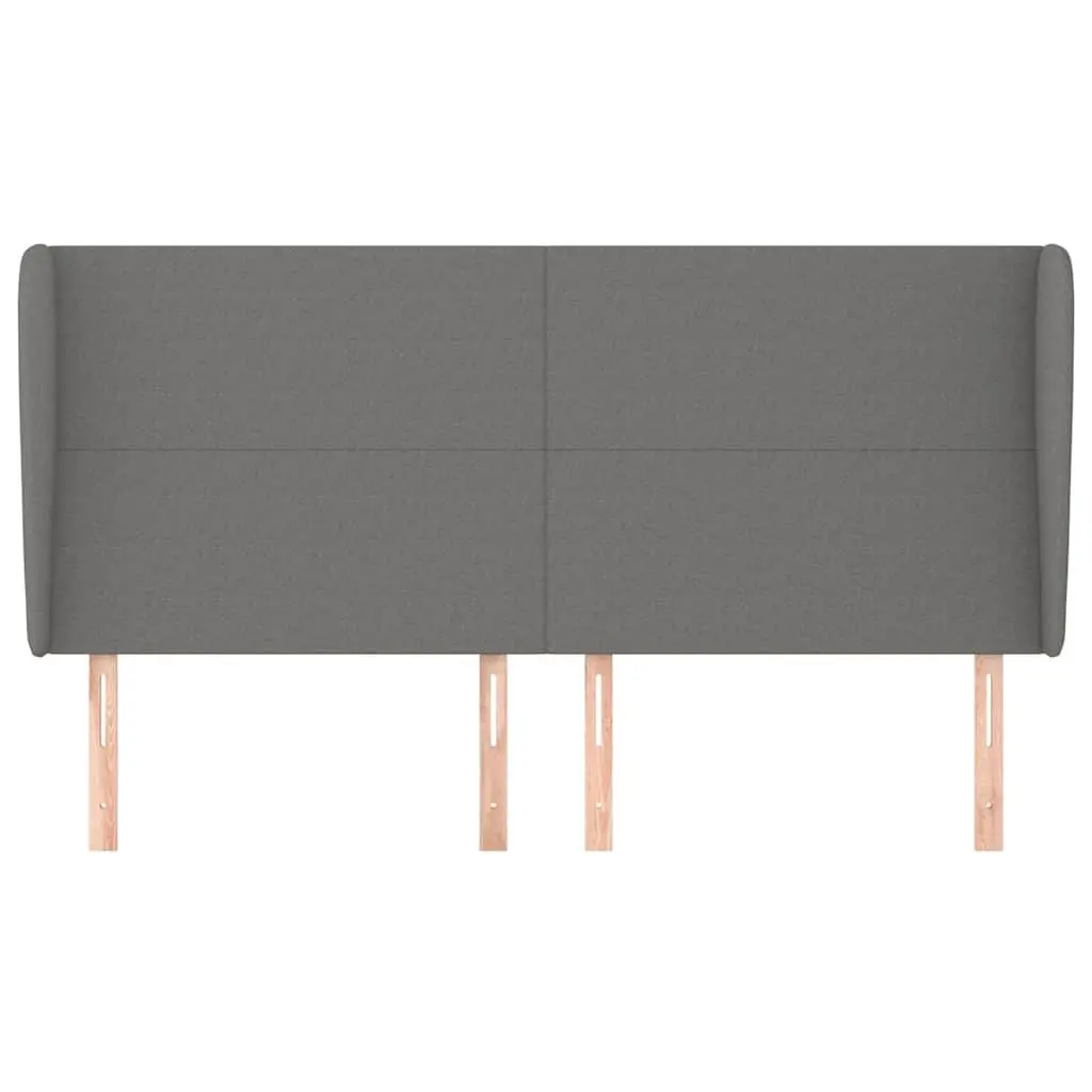 Headboard with Ears Dark Grey 203cm Fabric Bed Head Support Bedroom Furniture