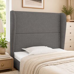 Reliable 83cm Grey Fabric Headboard with Ear Design