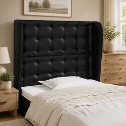 Reliable Black Faux Leather Headboard with Great Support