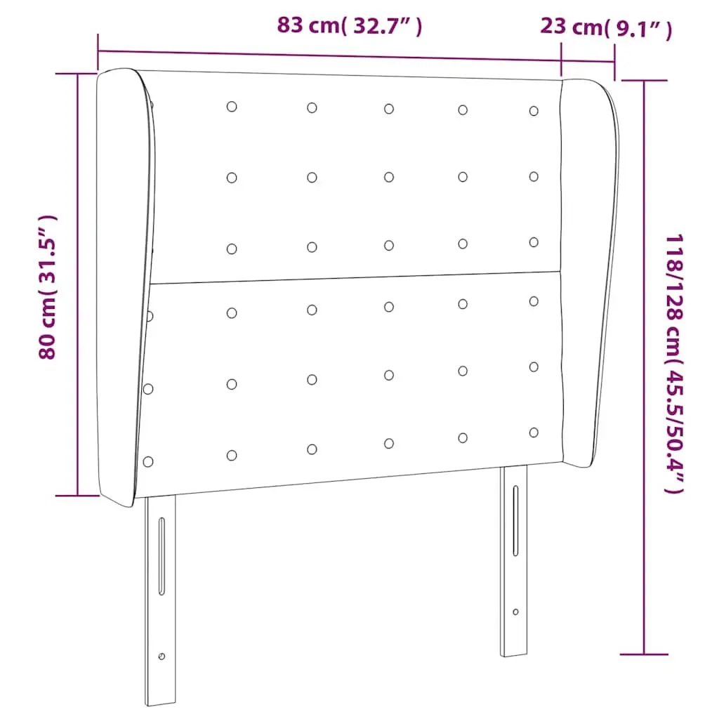 Headboard with Ears Back Support 83 cm Black Faux Leather