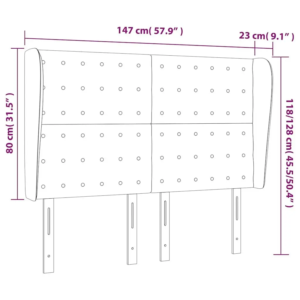 Headboard Black Faux Leather Adjustable Height Wooden Legs