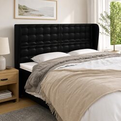Comfortable Black Faux Leather Headboard - 163cm