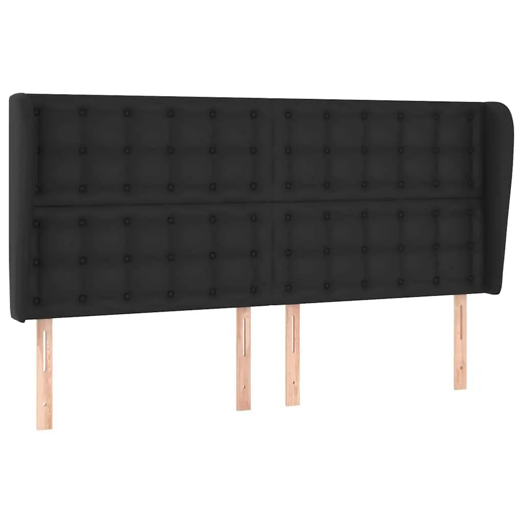 Faux Leather Headboard with Ears Black 203cm Bed Backrest Support