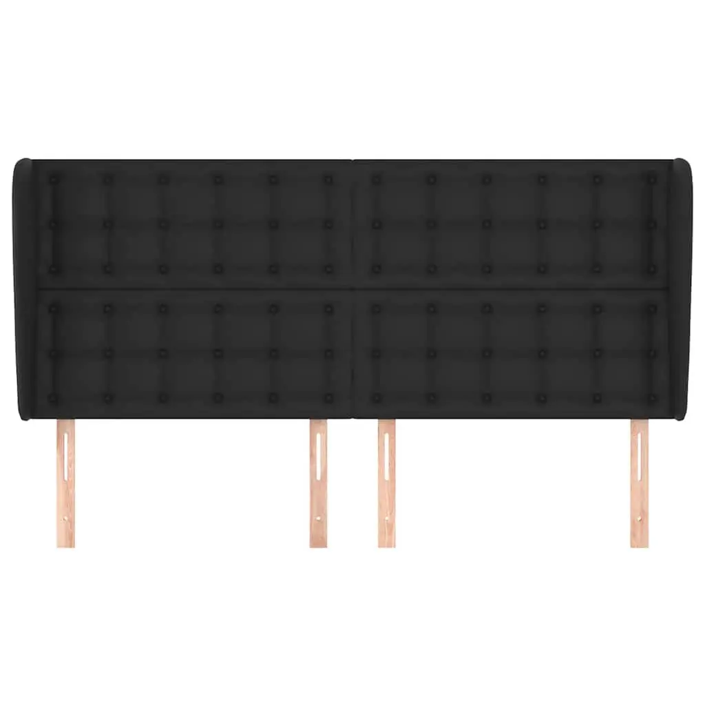 Faux Leather Headboard with Ears Black 203cm Bed Backrest Support