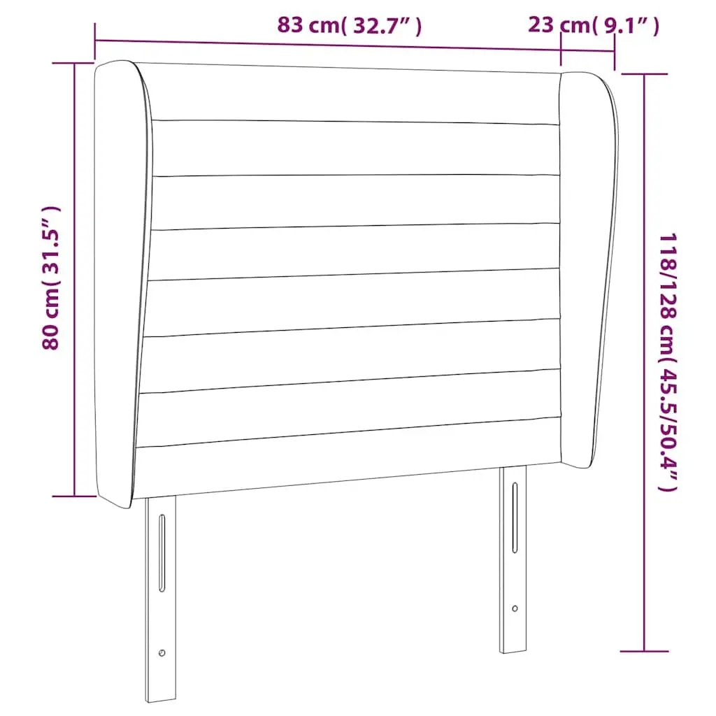 Headboard with Ears Adjustable Height 83cm Grey Fabric