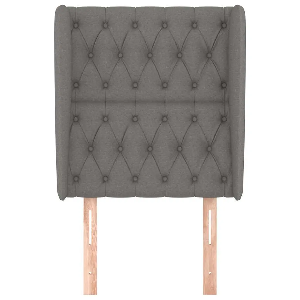 Grey Fabric Bed Head with Ears Adjustable Height 83cm Wooden Legs