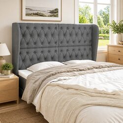Grey Fabric Headboard with Ears - A Practical Choice
