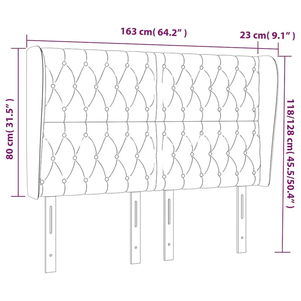 Headboard Grey Fabric 163 cm Adjustable Height Bedroom Furniture