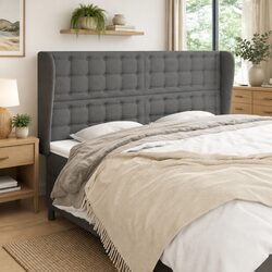 Reliable Grey Fabric Headboard with Adjustable Height