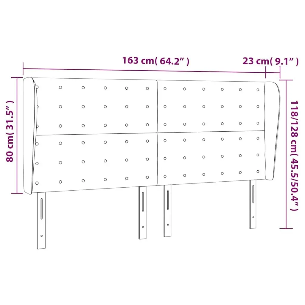 Fabric Headboard Adjustable Height Dark Grey 163 x 23 x 118/128 cm