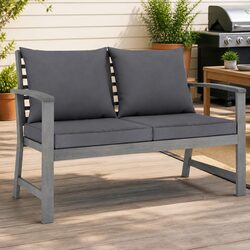Comfortable 120cm Garden Bench with Grey Cushions