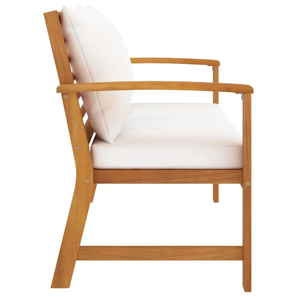 Garden Bench Outdoor Seating 120cm Cream with Thick Cushions