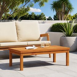 Brown Patio Coffee Table 100x50x33 cm - Solid Wood Build
